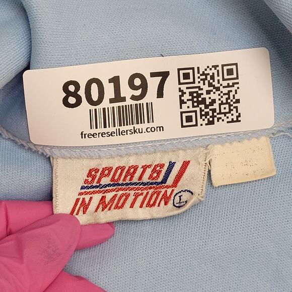 Vintage 80s MOD Stripes Track Jacket Womens Large 21x26 Blue - Picture 7 of 11